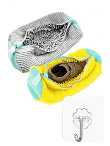 1/2个装360°鞋类洗衣机洗衣袋，适用于所有鞋型 - 防变形，可机洗，可晾干，柔软绒面内衬保护洗衣袋，完美适用于运动鞋和休闲鞋，抽绳鞋袋旅行收纳整理袋，便携式防尘男女通用收纳袋，适合旅行、邮轮、度假