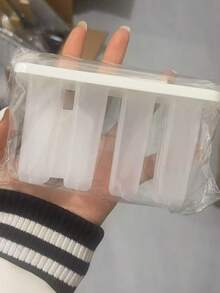 1 pieza Molde de silicona con 4 cavidades para paletas de hielo y helados con tapa, molde DIY lindo para niños (color aleatorio) - Blanco - Ver 11