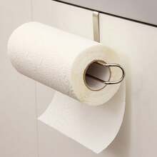 Stainless Steel Kitchen Paper Towel Holder, Clip-On Paper Towel And Cling Film Rack, Wall-Mounted Hanging Paper Dispenser - Multicolor - View 10