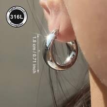 高品质18K镀金防褪色不锈钢耳环，316L耳针，低过敏性，优雅迷人垂坠时尚简约经典风格耳环，适合日常佩戴、节日、度假或派对。 - 銀色 - 查看 6