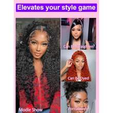 ZHENDEFA 隐藏式束带360°蕾丝前假发,真人发,无胶深波浪卷发,200密度,带隐形抽绳,湿发波浪蕾丝前假发,女士自然发际线 - SNatural - 查看 5