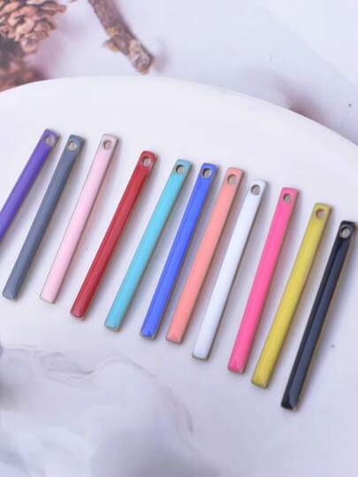 10pcs Double-Sided Oil Drop Copper Rectangle Charms, Small Pendants For Women's Necklaces, Earrings, Bracelets, Jewelry Accessories