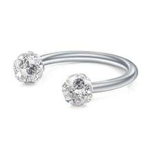 3pcs Full Rhinestone Horseshoe, Shamballa Ball, Nose Ring, Lip Ring, Earring, Body Piercing Soft Clay Rhinestone Jewelry - 3 White Ones - View 3