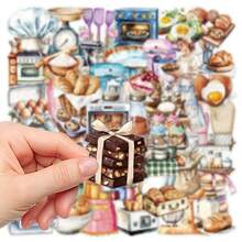 50pcs Baking Themed Stickers, Creative Decals For Notebook, Laptop, Phone, Skateboard, Guitar, Fridge, Luggage, Helmet, Wall, Desk, Birthday, Party, Holiday Gifts, Planner - 1 Set - View 2