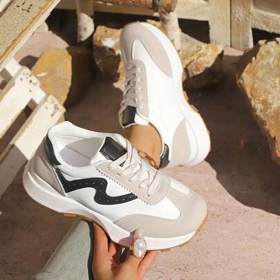 Women's New Casual Sneakers, Thick Sole Versatile Plus Size Shoes, College Style Outdoor Sports Shoes, Gump Shoes