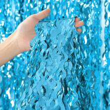 3pcs/4pcs Sea Blue, Pink Wavy Curtain Ribbons Backdrop Decor, Ocean Theme Stage Decoration, Mermaid Style Birthday Party, Gender Reveal, Holiday Celebration Backdrop With Tassels - Multicolor - View 2