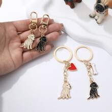1pc Gold Golden Retriever Enamel Dog Keychain Cartoon Animal Key Ring Pendant Women's Handbag Accessory DIY Jewelry Gift - Multicolor - View 7