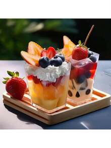 50 chiếc cốc tráng miệng vuông - Cốc nhựa trong suốt đựng bánh pudding, có thể tái sử dụng, lý tưởng cho sữa chua, trái cây, mousse và các món tráng miệng nhỏ - Giải pháp phục vụ trang nhã cho các sự kiện và sử dụng hàng ngày. - Nhiều màu - Xem 5