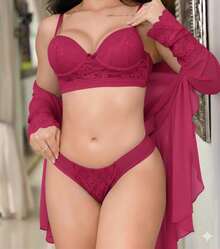 Lingerie Com Bojo E Calcinha fio de renda marca Modelo Elisa 218  Preenchimento Não Removível - Pink - Visão 1
