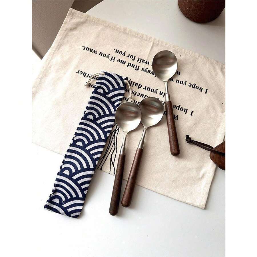 3件套重型大勺、小勺、叉子，高品质不锈钢餐具套装