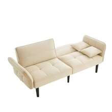 Reclining Sofa Bed With Bed Function, Folding Velvet Sofa, Adjustable Backrest, Blue 102x73x81cm, Ideal For Guest Rooms