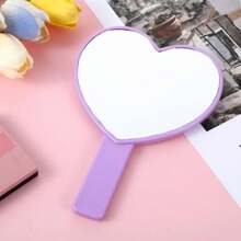 Heart-Shaped Handheld Mirror With Handle Portable Travel Makeup Hand Mirrors Decorative Mini Heart Cosmetic Lash Mirror For Women Girls Purple - 如圖 - 查看 8