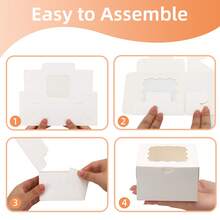 Tomnk 50/100/150pcs White Cookie Boxes With 3 Style Window, 4x4x2.5 Inch Small Bakery Boxes, For Dessert, Chocolate Strawberries Donuts And Party Favor, Gift Boxes, Wedding Cookie Boxes, Mother's Day - 紙盒 - 查看 7