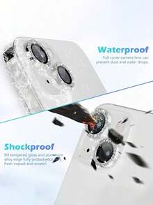 3pcs Camera Lens Protector Film Compatible With IPhone 11/12/13/14/15/16/17, Glitter, Single Metal Glitter 9H Hardness Anti-Scratch Protective Film, Fashion Accessory, Compatible With Phone Cases (Silver Glitter) - Holiday Gift, Valentine's Day Gift (Festival Phone Accessories) - Multicolor - View 4