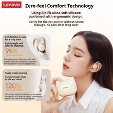 Tai nghe Bluetooth móc tai Lenovo EA370, dẫn truyền qua xương, thiết kế mở, Bluetooth 5.4, âm thanh vòm toàn cảnh, âm thanh HD, tương tự AirPod với tính năng giảm tiếng ồn thông minh, dẫn truyền qua xương không dây, điều khiển cảm ứng. Tai nghe không dây dành cho tập thể dục/chạy bộ/làm việc/đọc sách/chơi game/lái xe/nghe nhạc/làm quà tặng. Âm thanh tập trung định hướng, không bị rò rỉ. Tai nghe thể thao Lenovo. - đá mặt trăng màu trắng - Xem 6