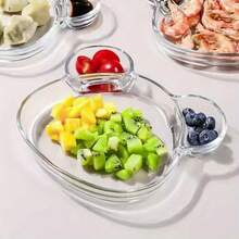 1pc Bear Shaped Plate With Dipping Compartment, Suitable For Fruit, Snacks And Home Decor, Perfect For Kitchen Or Dining Table - Multicolor - View 5