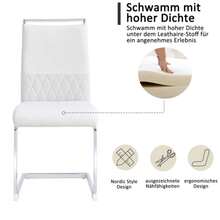 2 Dining Chairs, Polyurethane Seat, Rattan Backrest, Living Room Chair, Bedroom Chair - White - View 10