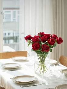 1/5/10支装 20英寸仿真红玫瑰，高端逼真花卉，适用于家居装饰、房间装饰、桌面装饰、婚礼装饰、新娘捧花、腕花、插花等。也适用于家居、餐厅、卧室、花瓶装饰、DIY生日派对蛋糕装饰、情人节和新年礼物、摄影道具、花瓶装饰、新年装饰、户外花园装饰。 - 紅色 - 查看 3