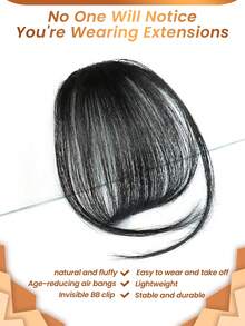 Women's Clip-On Air Bangs Hair Piece, Daily Wear Flat & Neat Bangs Hair Piece - Natural Black - View 3