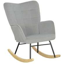 Rocking Chair, Reclining Chair With A Velvet Look, Armrests, Wooden Glides, For Living Room Or Bedroom, Light Grey