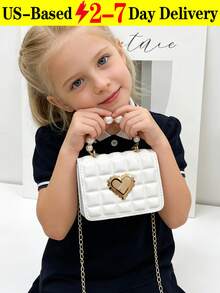 Children's New Pearl Handheld Bag, Cute Pearl&Heart Decor Metal Chain Strap PU Shoulder Crossbody Bag, Flap Closure, Casual Fashion Pearl Handbag,Festival Gift PU Leather Fashion Mini Princess Handbag For Little Girls, , Elegant Little Girl's Clutch For Parties, Dress-Up & Play,Coin Purse, Mini Shoulder Bag, Fashionable Mini Sling Bag To Match Outfits And Accessories[US Local Warehouse]The Best Gift Choice, Birthday Gift - 彩色 - 查看 13