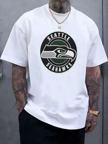 Men's SeattleSeahawks Fan Graphic Tee ,Seahawks Football T-Shirt, Cool Popular,  Fashion, Gift For Football Fan, Men'S And Women's Graphic T-Shirt,Casual Sport Attire - Machine Washable, Seahawks Gift For Men - 白色5 - 查看 1