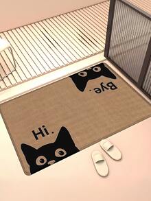1 buc Covoraș de intrare bej cu design cald de bun venit pentru pisoi, covoraș de flanel pentru intrarea în dormitor din sufragerie, covor mic, covoraș pentru ușă, covor de intrare, covor pentru sufragerie, lavabil la mașină, design drăguț cu desene animate - Multicolor - Vizualizare 2