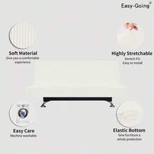 Stretch Futon Slipcover Armless Futon Bed Cover Furniture Protector Without Armrests With Elastic Bottom For Ki... - LargeCream - View 3