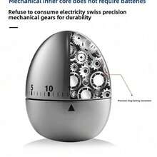1Pc Mechanical Kitchen Timer Egg-Shaped 60 Mins Countdown Timer Reminder For Baking Cooking Students - Multicolor - View 8