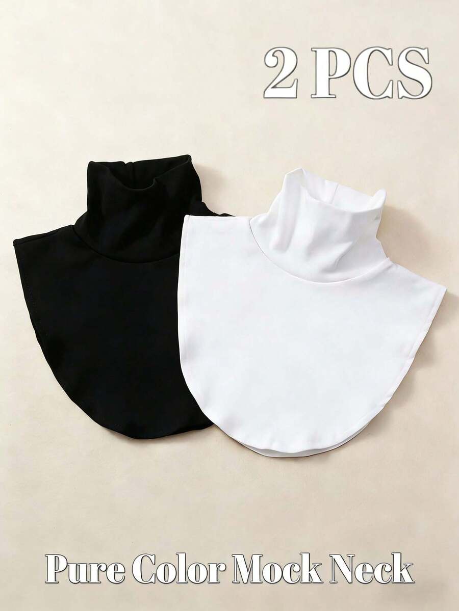 Set de 2 cuellos de camisa a rayas de cuello alto unisex, accesorio de moda para capas, cálido y cómodo - Estilo 2 - Ver 1
