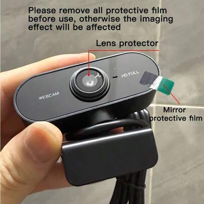 Webcam Full HD 1080P - Con micrófono incorporado y función de llamada de voz, adecuada para reuniones, aprendizaje en el aula y videollamadas de oficina, webcam plug and play