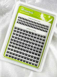 Hinarin 170片C型卷翘自然睫毛簇，透明带，纤细睫毛簇，可嫁接下睫毛，自然可重复使用，单根睫毛，DIY睫毛，打造自然妆效 - 黑色 - 查看 7
