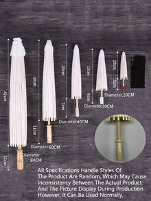 1pc Elegant White Paper Parasol, Traditional Chinese Round Paper Umbrella, DIY Painting Blank Umbrella, Paper Parasol, For Wedding, Party, Festival Activities, Party Supplies - White - View 12