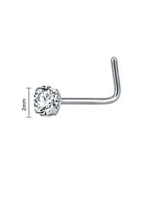 6pcs Minimalist L-Shaped Titanium Alloy Zirconia Nose Studs, Unisex - L Bar - View 5