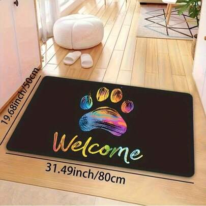 1 szt., 8 mm grubości dywan Welcome Big Paw Print, dywan do pokoju, dywan do łazienki, mata kuchenna, dywan do salonu, dywan do sypialni, wycieraczka wewnętrzna, zmywalna mata wejściowa, dywan dekoracyjny, dywan do wnętrz