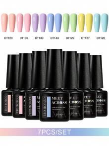 MEET ACROSS Set de 7 piezas de 7ml de esmalte de uñas en gel, de larga duración y resistente, libre de plomo, HEMA y TPO, esmalte de uñas en gel rosa semi-permanente y removible UV, diseño de manicura DIY, todos los productos adecuados para decoración, salón de uñas y manicura en casa - Multicolor - Ver 19