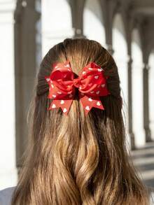 1 pieza Clip de pelo con lazo en forma de corazón rojo, adecuado para días festivos, regalo del Día de San Valentín - Multicolor - Ver 6