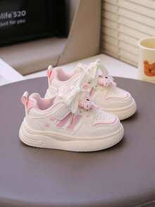 1双男女通用新款透气平底休闲运动鞋，软底防滑儿童滑板鞋，时尚百搭学生休闲鞋，适合春秋季穿着 - 粉色 - 查看 4