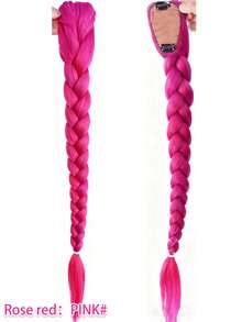 28-Inch Long Purple Synthetic Fiber Braided Wig With Clip-On Ponytail, Suitable For Cosplay, Halloween And Christmas - Multicolor - View 24