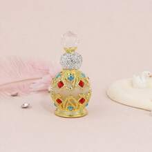 1 szt. 15 ml, okrągła, szklana butelka na perfumy/olejki eteryczne ze szkła zdobionego kryształkami, piękna, okrągła, emaliowana, wielokrotnego użytku, wysokiej klasy butelka do aromaterapii, kryształowa butelka, butelka do aromaterapii w stylu bliskowschodnim z możliwością ponownego napełnienia - 1PC - Zobacz 13