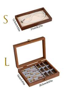 1个复古木质首饰盒，带玻璃面板和防尘盖 - 八角形收纳盒，可存放手镯、戒指、耳环、项链 - 多层设计，内置耳环钩和织物内衬，方便收藏和收纳，金属搭扣锁，结构坚固耐用，可作展示柜，时尚达人专属首饰盒 - 多色 - 查看 10