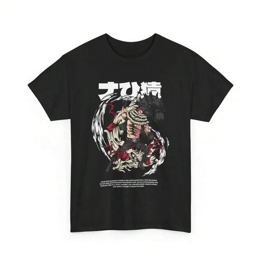 One Piece Battle Stance Katakuri Pure Cotton T-Shirt Men And Women Anime Style Fashion Comfortable Casual Short Sleeved T-Shirt - 黑色 - 查看 1