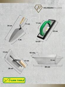 Kit Para Albañil Cuchara 9 Pulgadas Charola Mezcladora Grande 44 cm Llana Canto Liso 11 Pulgadas Flota Hule Herramientas De Construccion - A - Ver 6