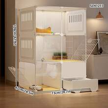 宽敞的一室猫咪别墅，带抽屉式猫砂盆，室内猫屋，带猫砂盆，适合幼猫 - 彩色 - 查看 12