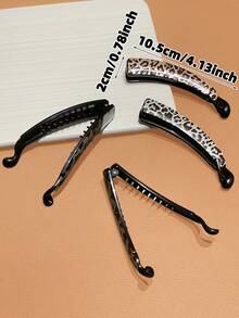 4pcs Vintage Leopard Print & Banana Clip Hair Accessories, Elegant Fashion Hair Clips Suitable For Daily Wear, Decorate Ponytail, Women Hair Accessories, Women Gifts,Festival,Party - Multicolor - View 6