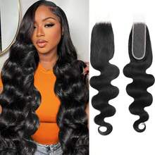 2x6 Lace Closure Human Hair HD Transparent Body Wave Lace Closure Middle Part Human Hair Kim K Closure With Baby Hair - Natural Black - View 1