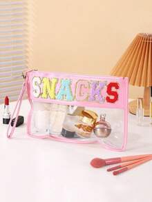 Women's Practical Snack Storage Bag PVC Zipper Storage Bag Cosmetic Bag Convenient Washing Bag - Pink - View 3