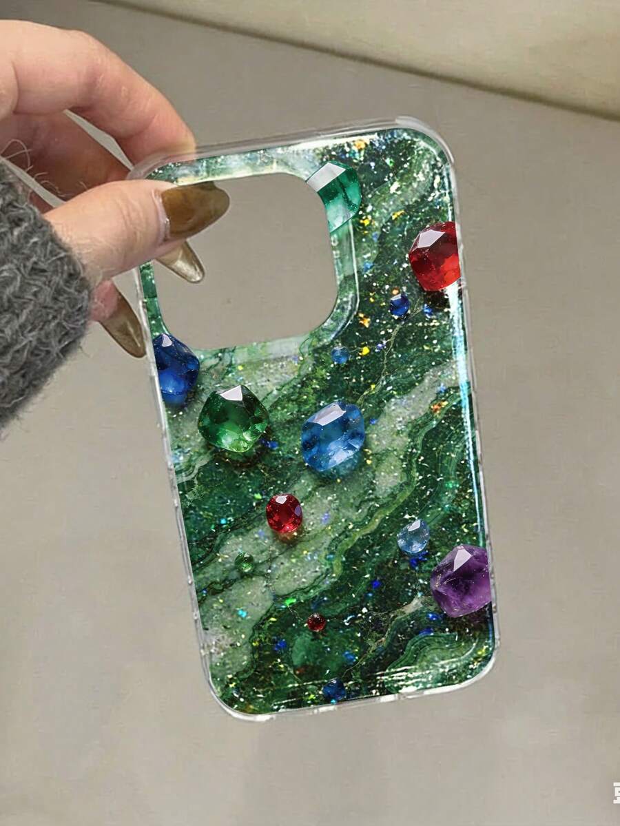 绿色大理石纹彩绘环氧树脂防震手机壳，兼容 17/17 Pro/17 Pro Max/16/15 XR/7/8/16 Pro Max/13/15 Pro Max/12 Pro Max/13 Pro Max/14 Pro Max、S25/S25 Plus/S25 Ultra、A16/A36/A26/A56、S24 - 彩色 - 查看 1