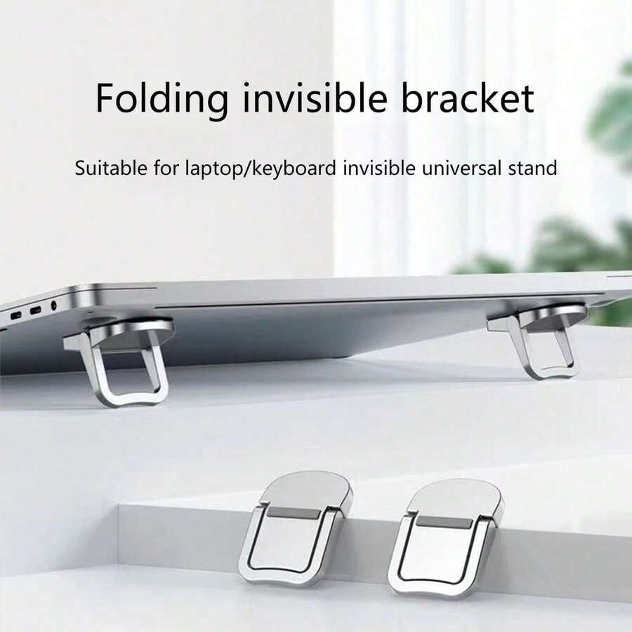 2pcs Aluminum Alloy Laptop Stand, Portable Foldable Keyboard Holder, Elevated Suspended Cooling Stand, Universal Foldable Invisible Laptop/Keyboard Stand - Multicolor - View 1