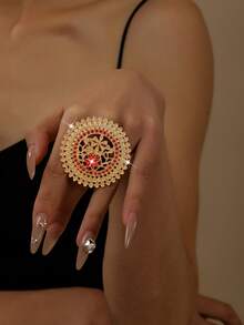 1 件时尚奢华简约花朵开口戒指，日常/派对/婚礼佩戴情人节、妈妈、母亲、母亲节、礼物 - 2 - 查看 7